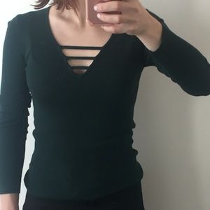 Express Long Sleeve Dark Green Top Size S